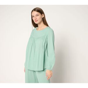 Liberare Women's Top Sz L Beach to Street 100% Cotton Green A695512